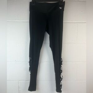 VS PINK Black Lace up leg leggings, Small